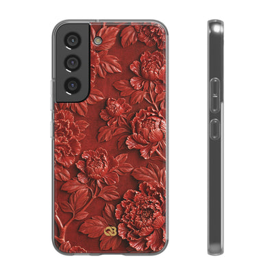 Cinnabar Peony Relief · Lite Phone Case for Samsung · Red