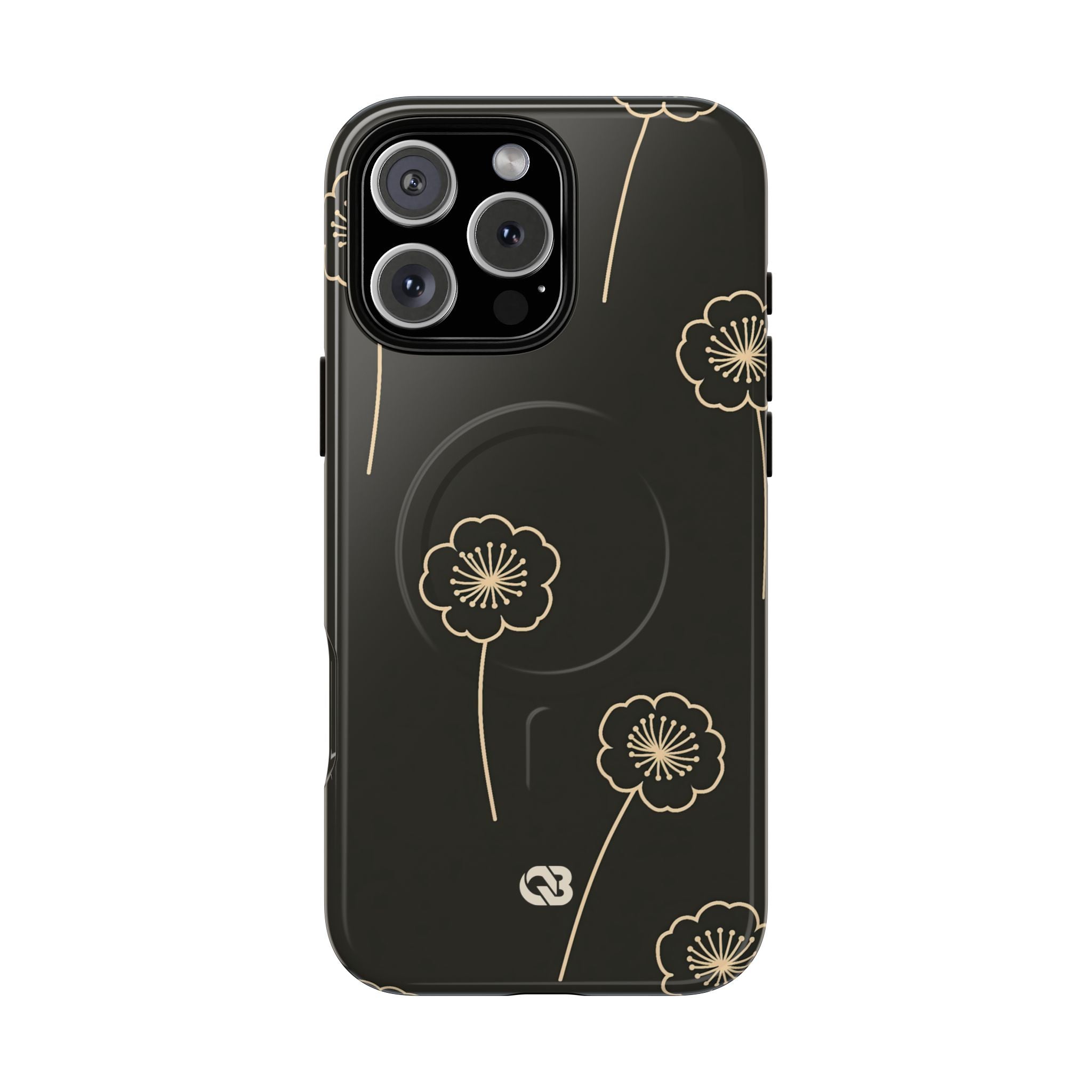Black Tough 2.0 Magsafe Phone Case for iPhone - Obsidian Sand Petals