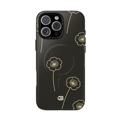 Black Tough 2.0 Magsafe Phone Case for iPhone - Obsidian Sand Petals