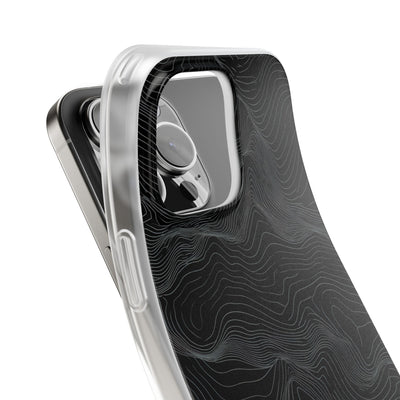 Black Lite Phone Case for iPhone - Obsidian Topo Wireframe