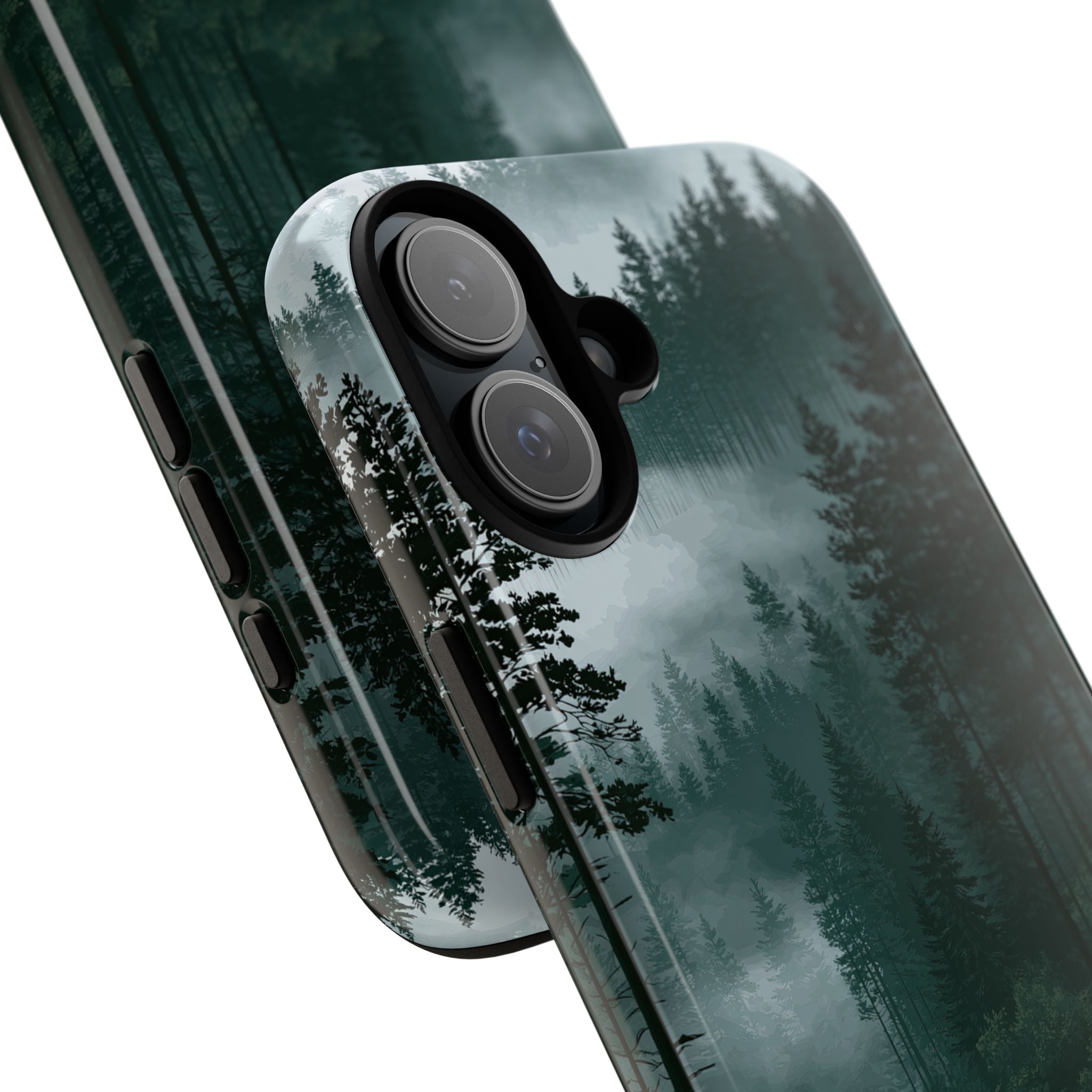Green Tough Phone Case for iPhone - Misty Evergreen Mirror