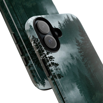 Green Tough Phone Case for iPhone - Misty Evergreen Mirror