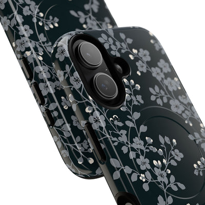 Black Tough 2.0 Magsafe Phone Case for iPhone - Midnight Slate Blossom