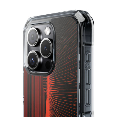 Red Impact MagSafe Phone Case for iPhone - Crimson Frequency Pulse