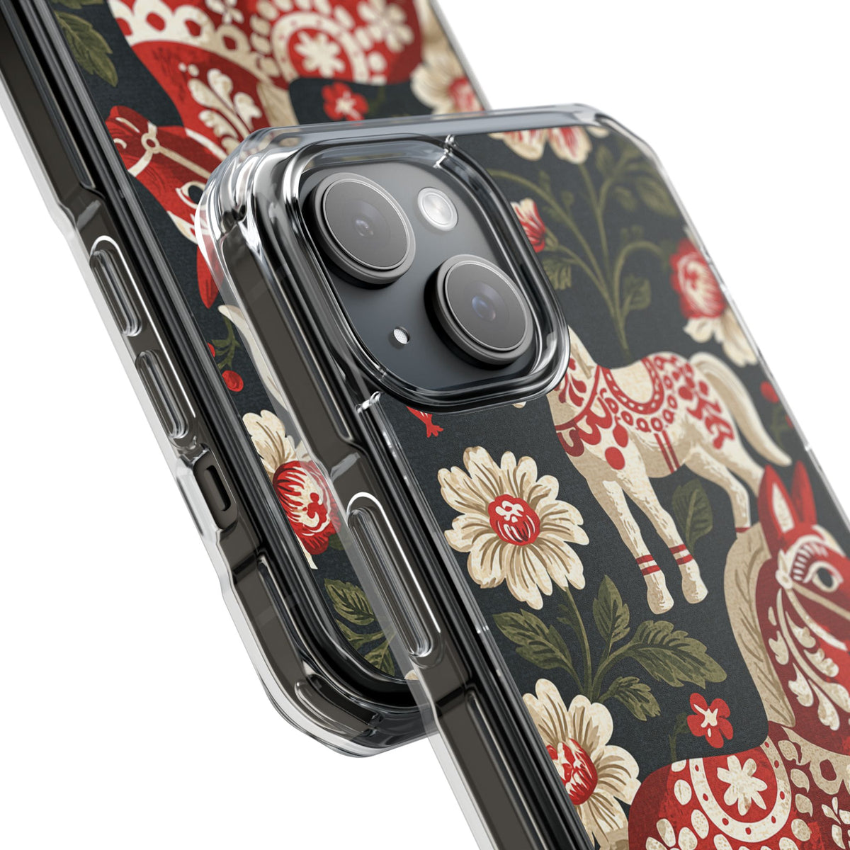 Nordic Dala Meadow · Clear Impact Magnetic Phone Case for iPhone · Red