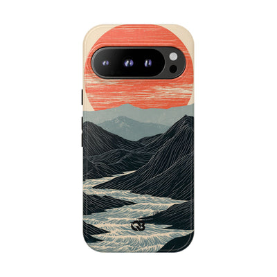 Beige Tough Phone Case for Google Pixel - Crimson Ridge Flow