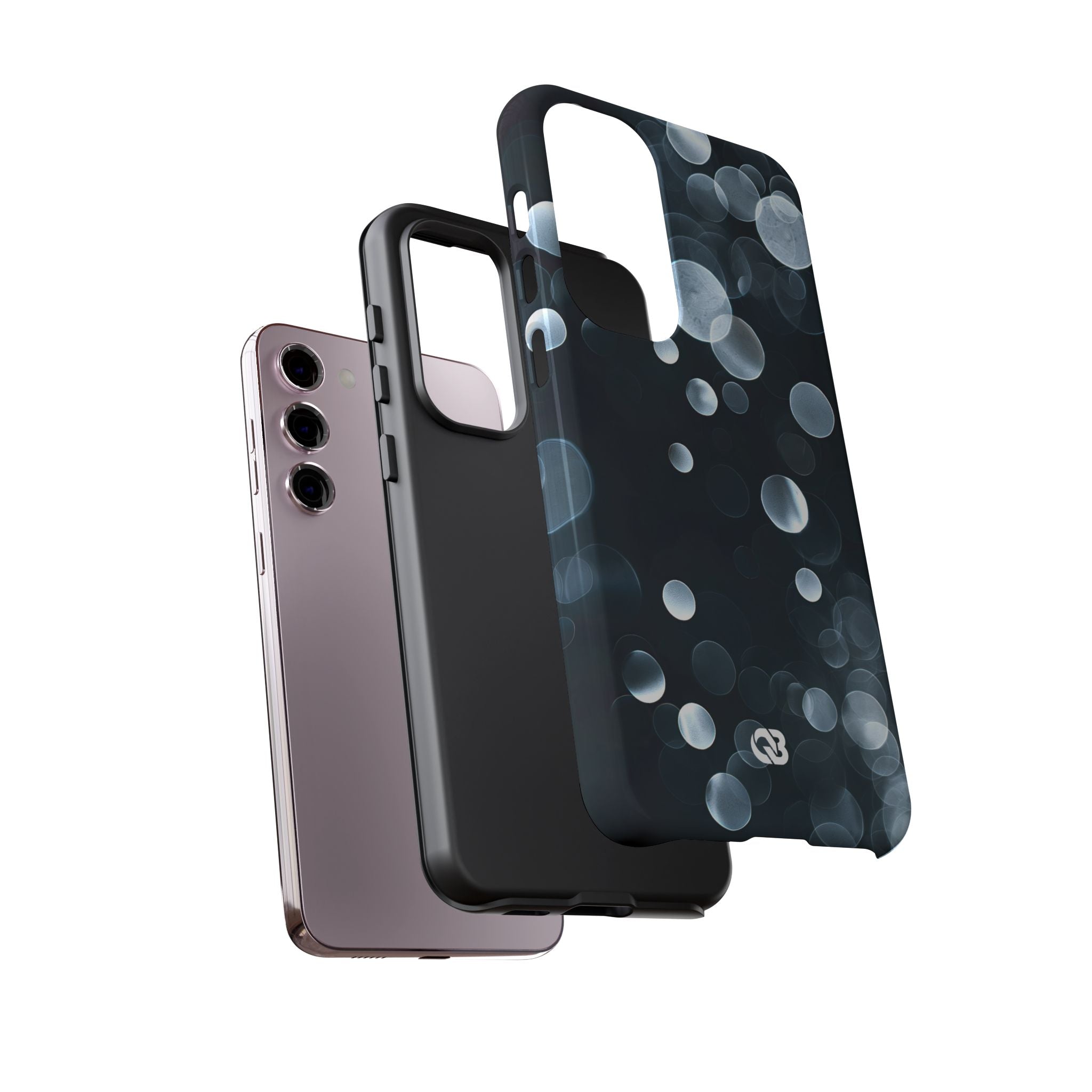 Black Tough Phone Case for Samsung - Silver Orbit Glow