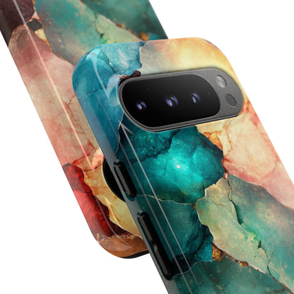 Teal Mosaic Veins Google Pixel 9 Pro Case - Tough