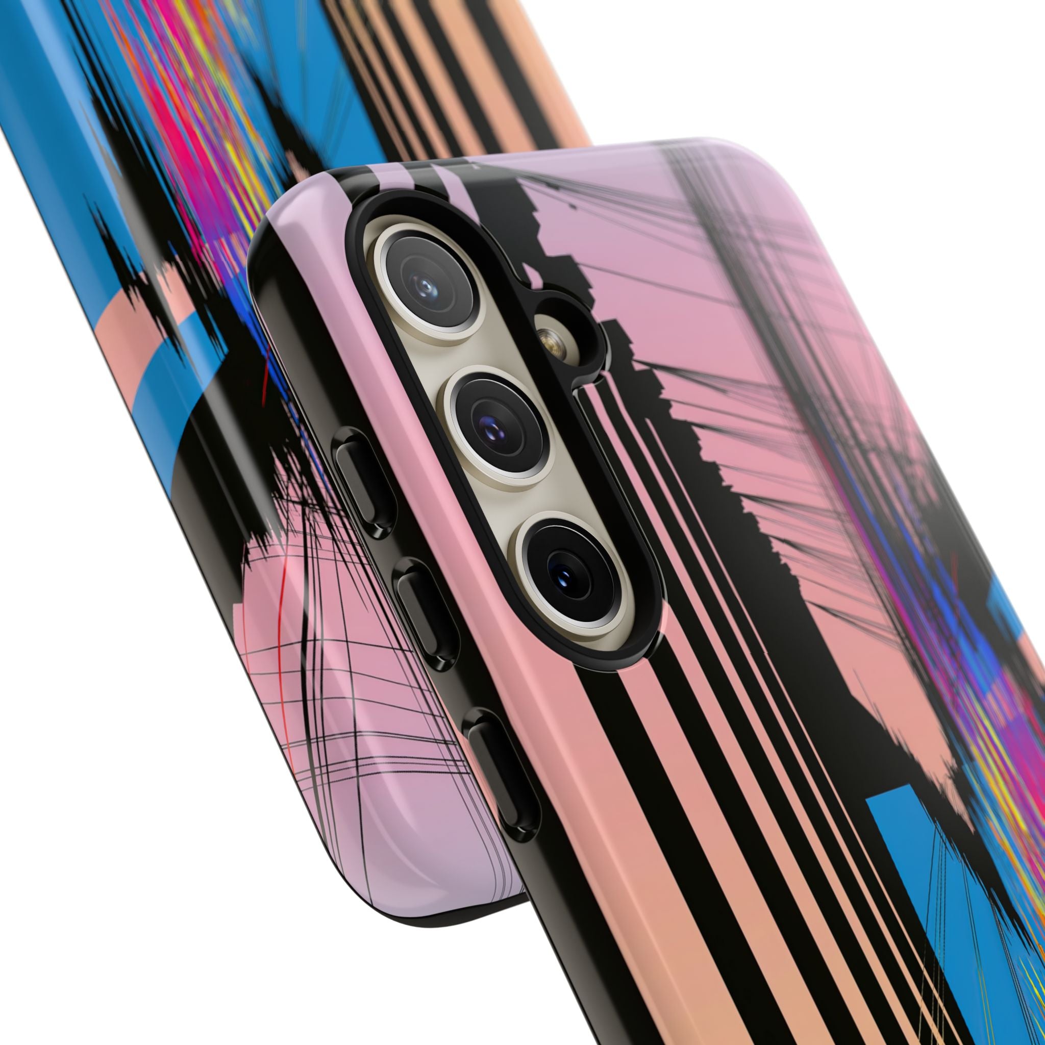 Blue Tough Phone Case for Samsung - Fractured Data Skyline