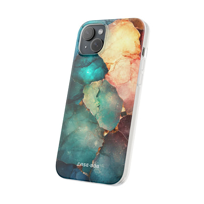 Teal Mosaic Veins iPhone 15 Plus Case - Soft