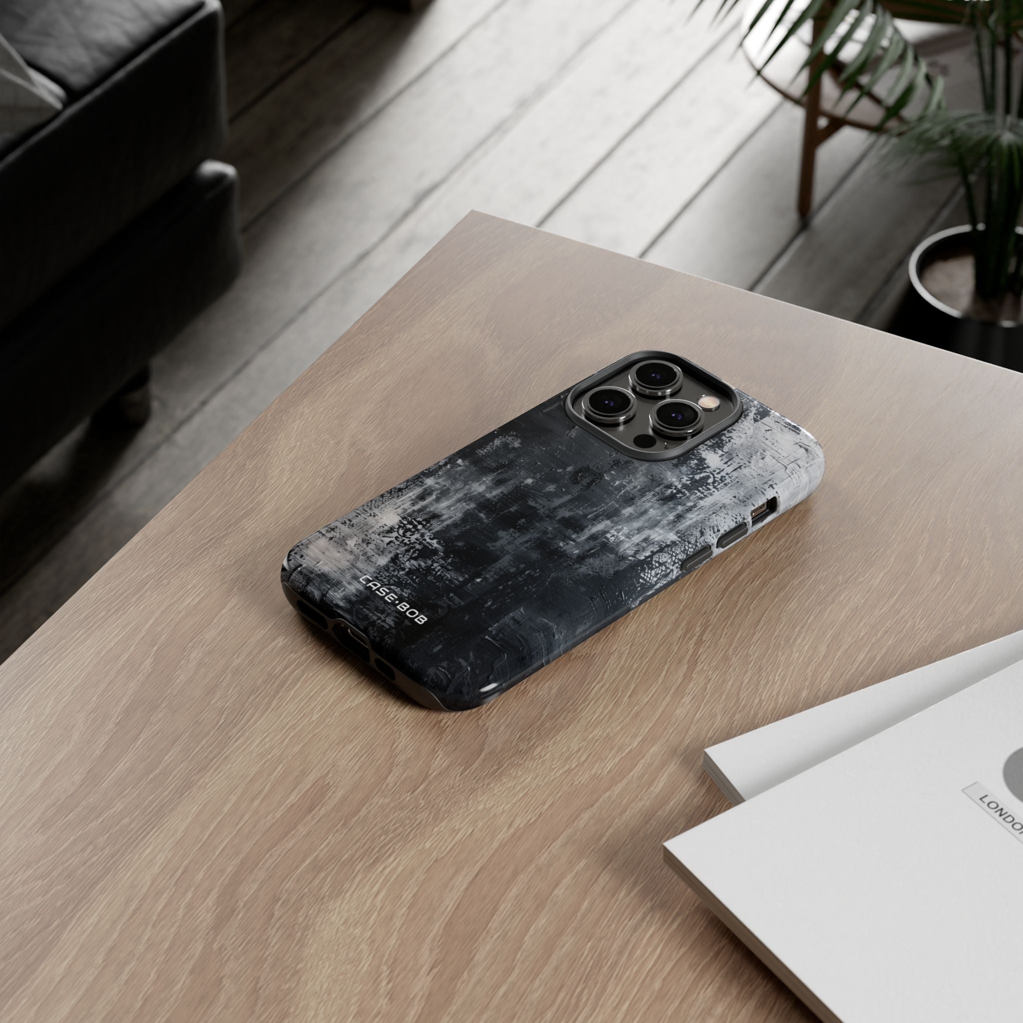 Texturiertes Blackscape iPhone 14 Pro Case - Tough