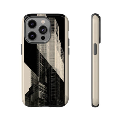Beige Tough Phone Case for iPhone - Monolith Urban Grid