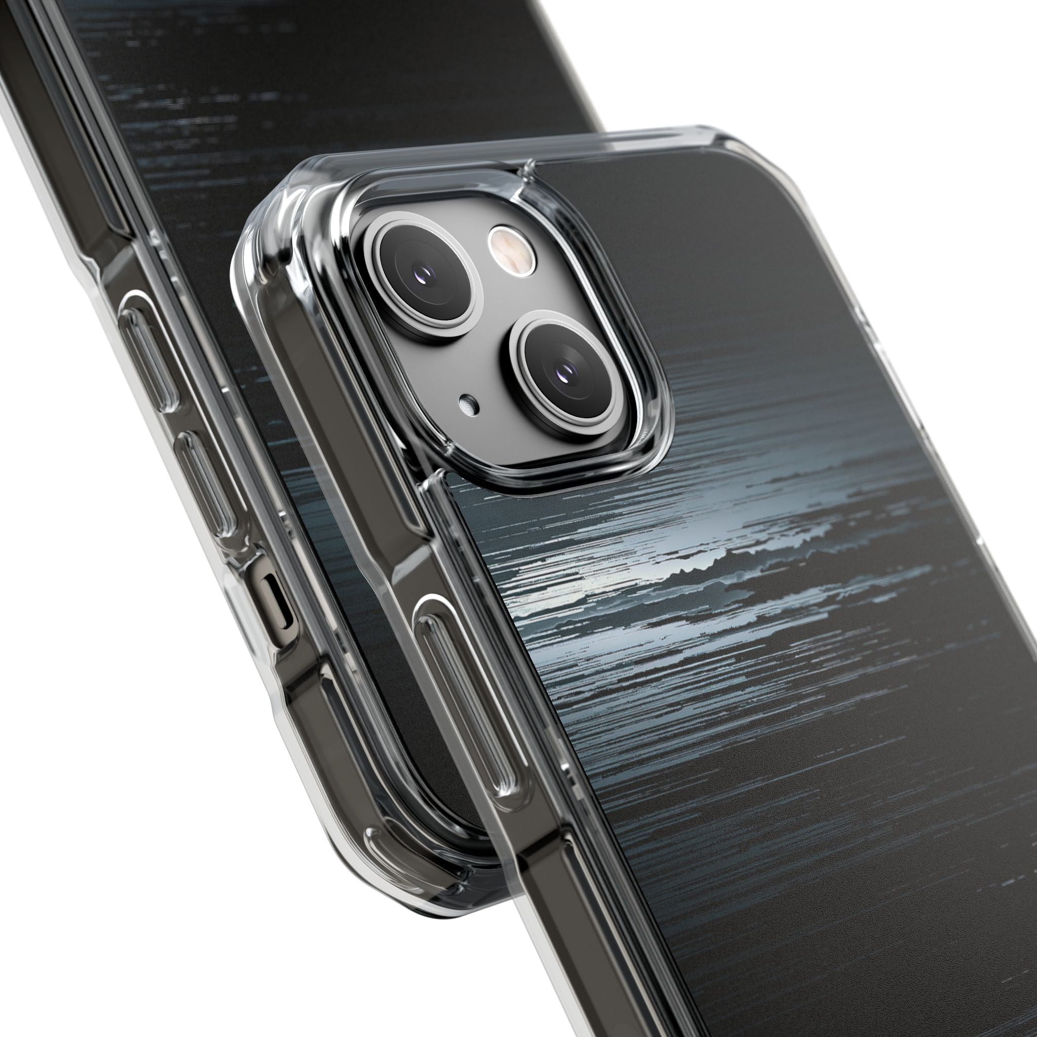 Black Impact MagSafe Phone Case for iPhone - Frozen Signal Glitch