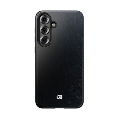 Black Tough Phone Case for Samsung - Midnight Brushed Grain