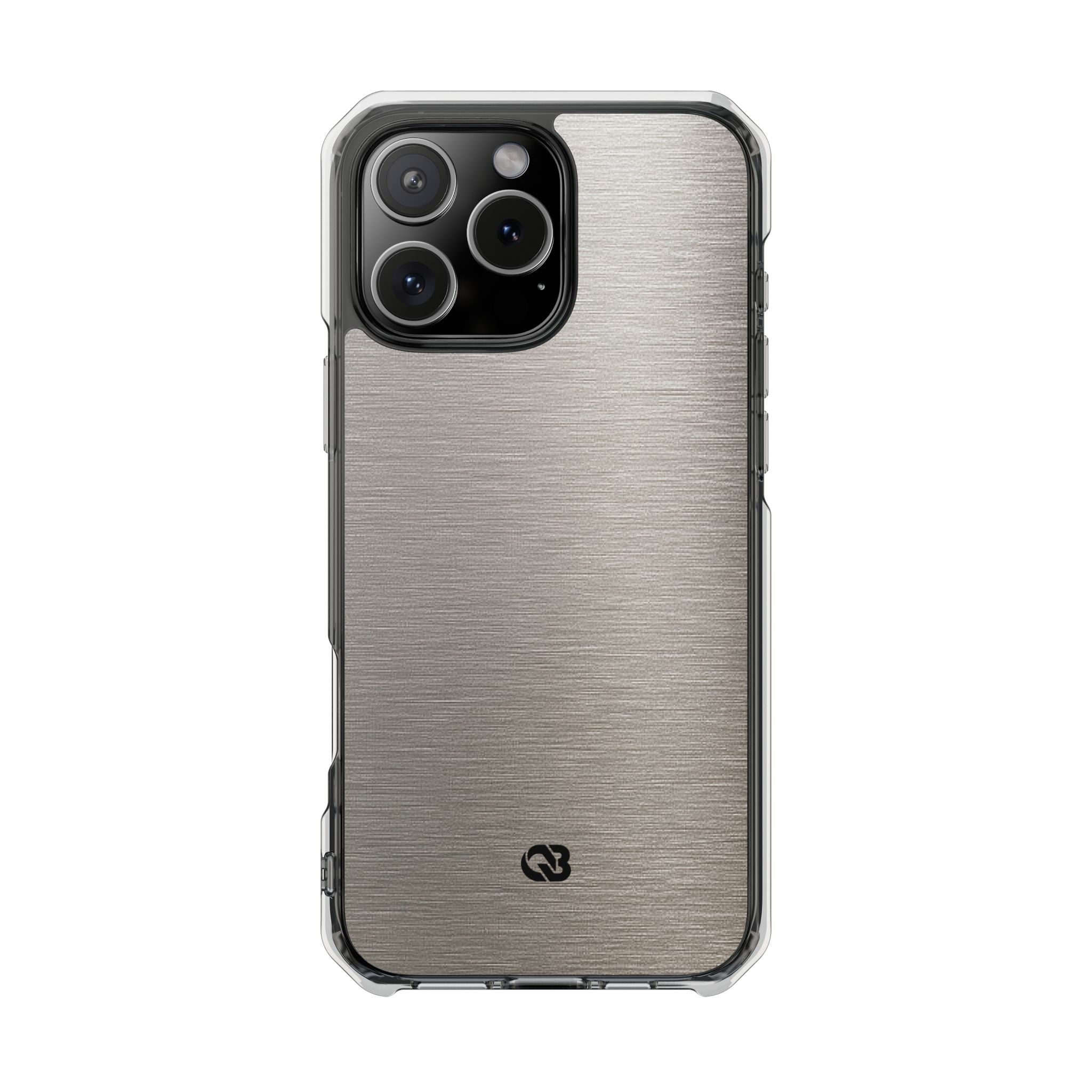 Grey Impact MagSafe Phone Case for iPhone - Brushed Nickel Linen