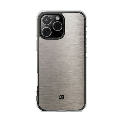 Grey Impact MagSafe Phone Case for iPhone - Brushed Nickel Linen