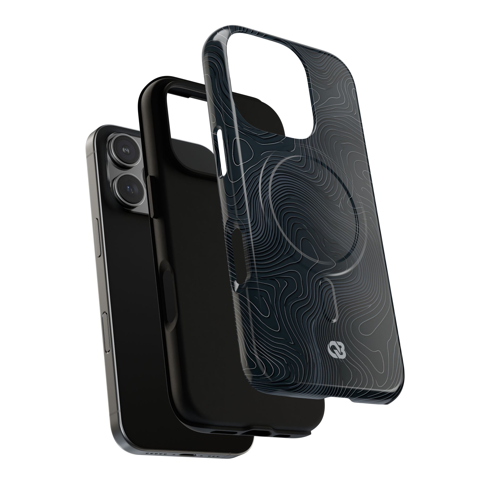Black Tough 2.0 Magsafe Phone Case for iPhone - Obsidian Ridge Topo