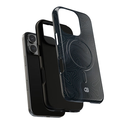 Black Tough 2.0 Magsafe Phone Case for iPhone - Obsidian Ridge Topo