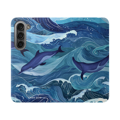 Dolphin Wave Dance - Samsung S23 Case - Wallet