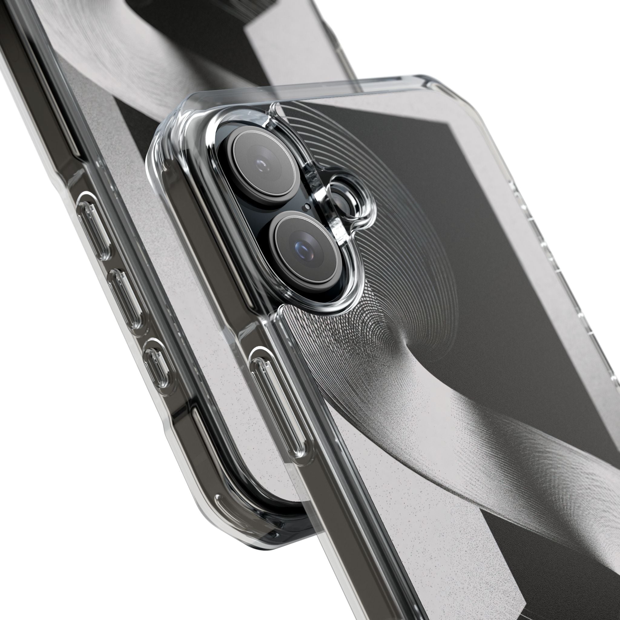 Grey Impact MagSafe Phone Case for iPhone - Obsidian Moiré Wave
