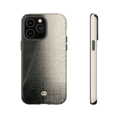 Beige Tough Phone Case for iPhone - Brutalist Graphite Grid