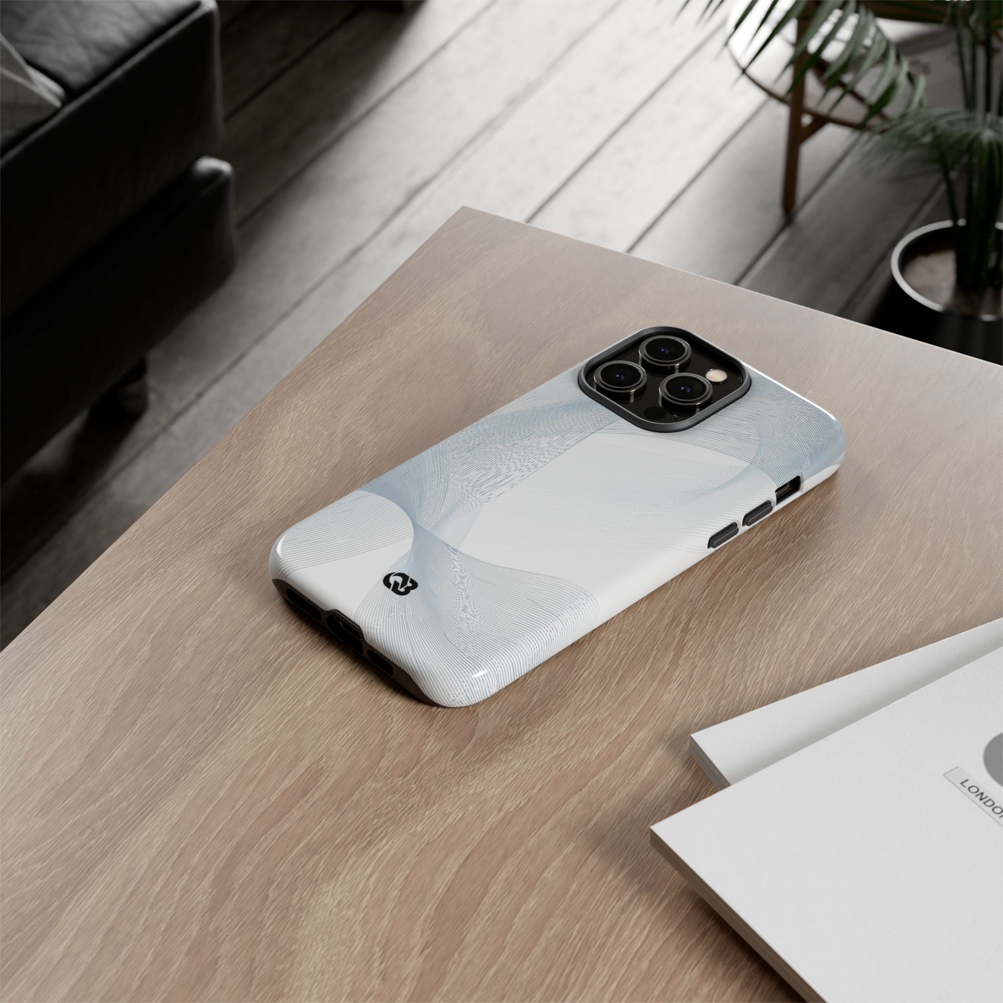 White Tough Phone Case for iPhone - Arctic Line Current