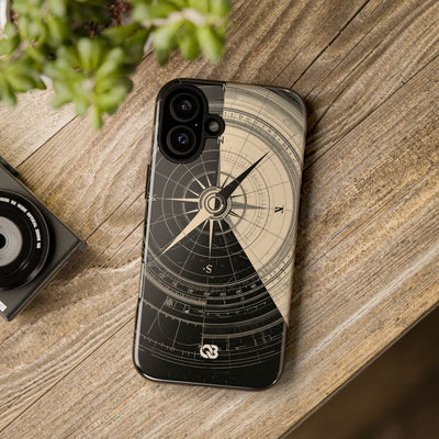 Beige Tough Phone Case for iPhone - Obsidian Nautical Blueprint