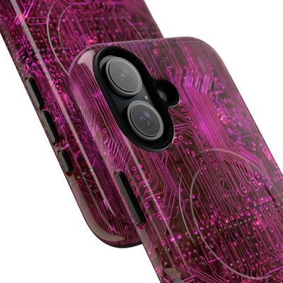 Magenta Circuit Trace · Tough 2.0 Magnetic Phone Case for iPhone · Pink