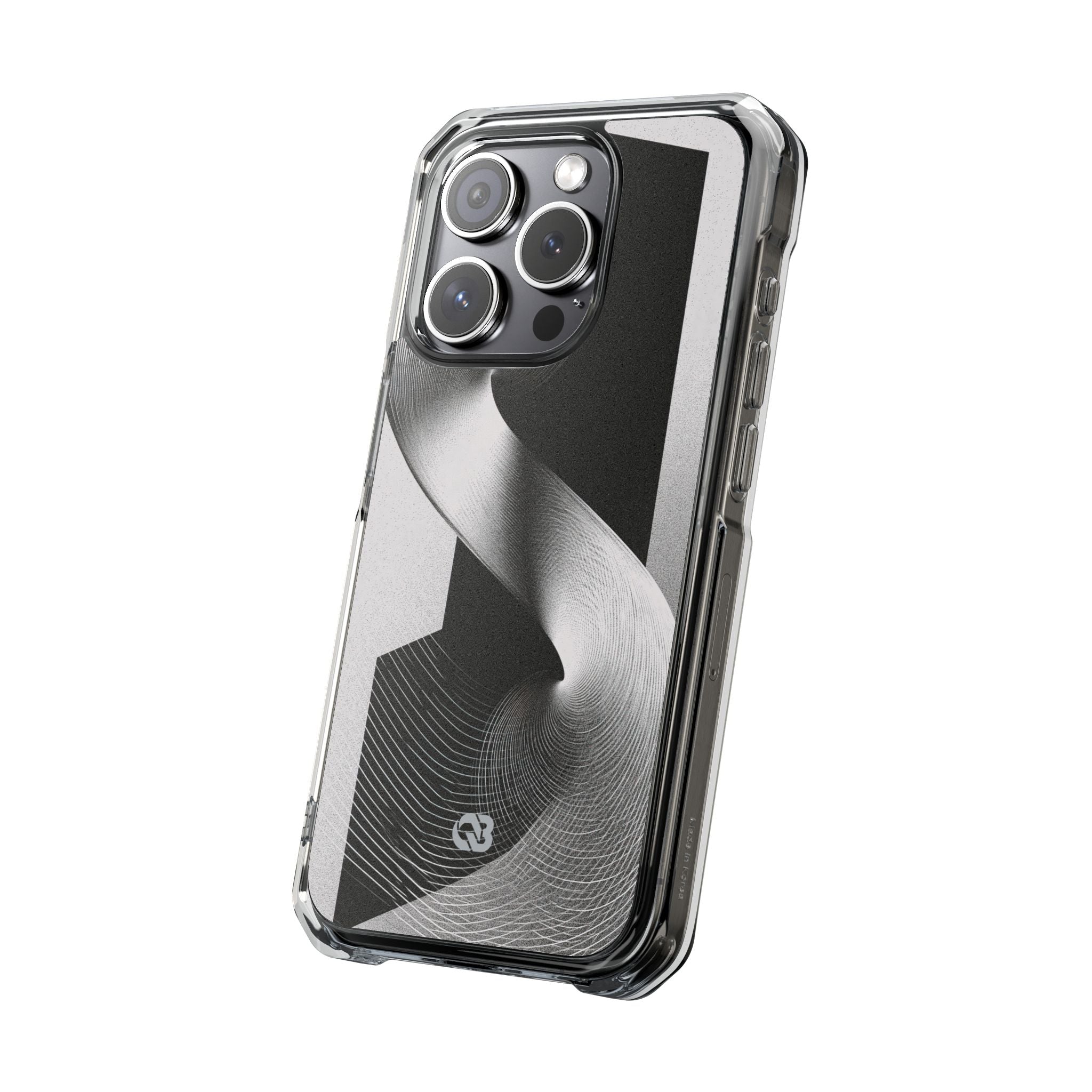 Grey Impact MagSafe Phone Case for iPhone - Obsidian Moiré Wave