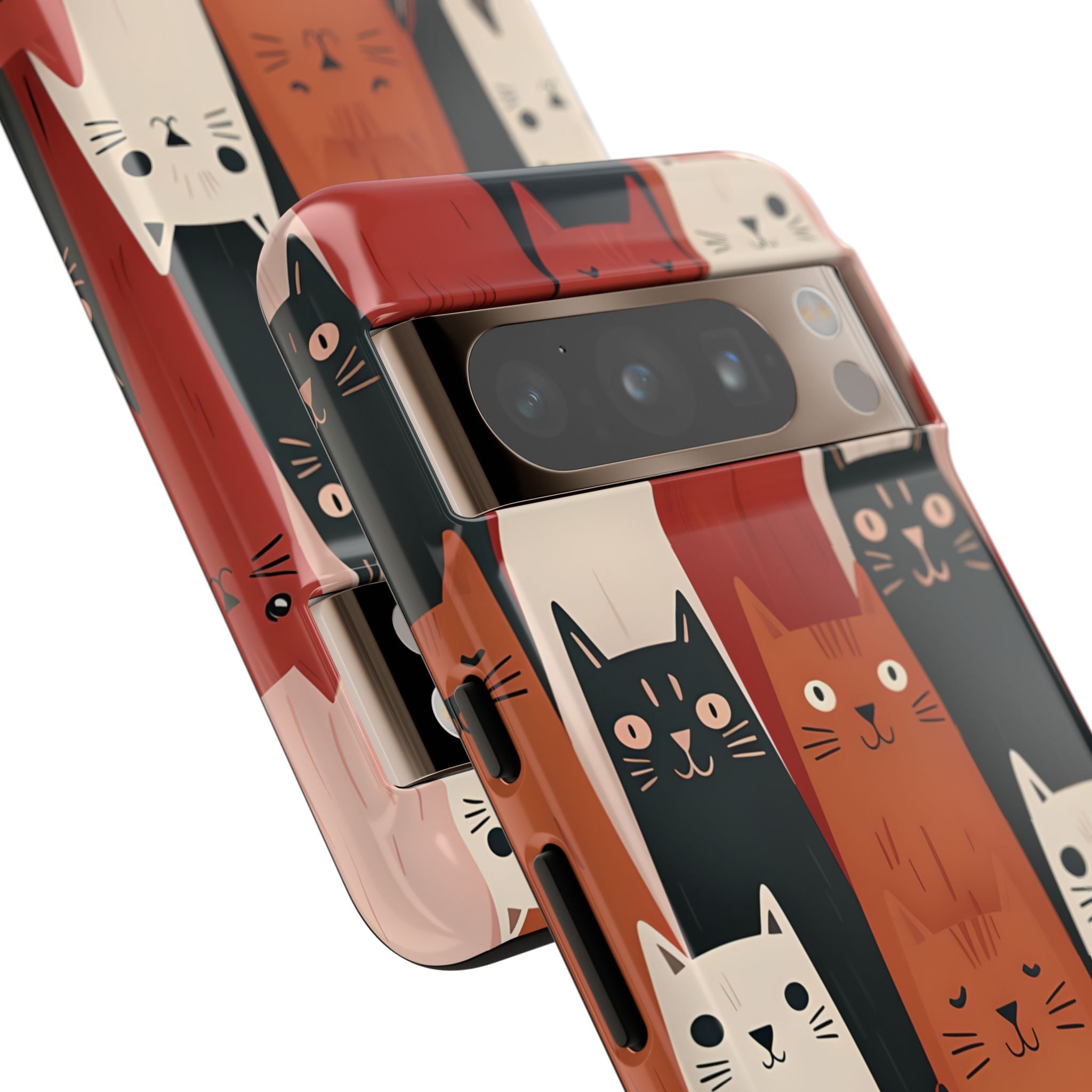 Verlängerte Katzen Schwarz Google Pixel 8 Pro Case - Tough