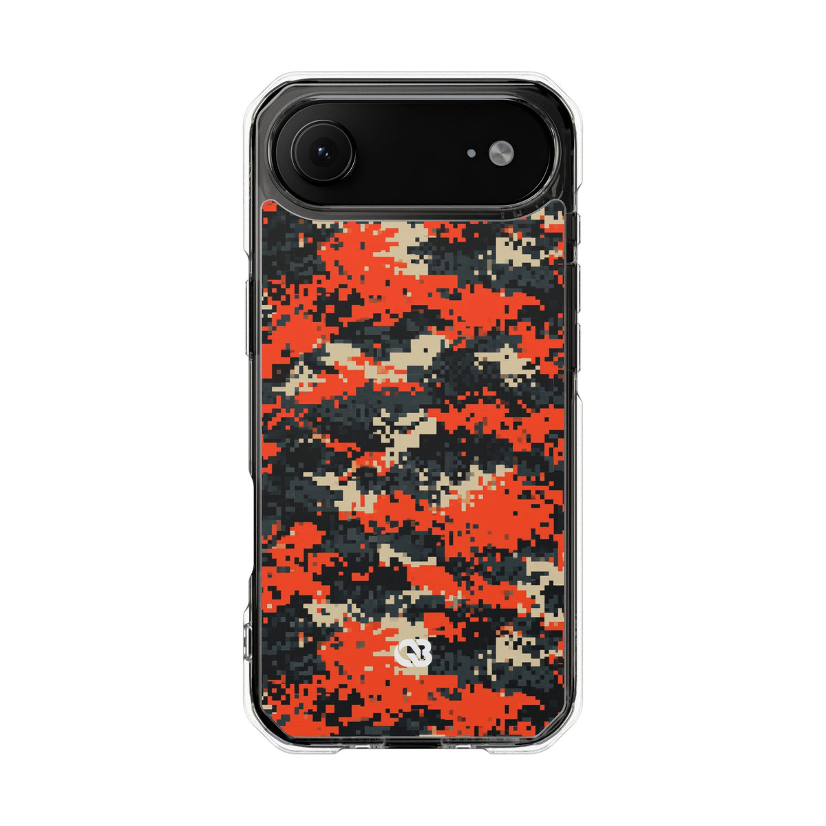 Signal Pixel Camo · Clear Impact Magnetic Phone Case for iPhone ·  Orange