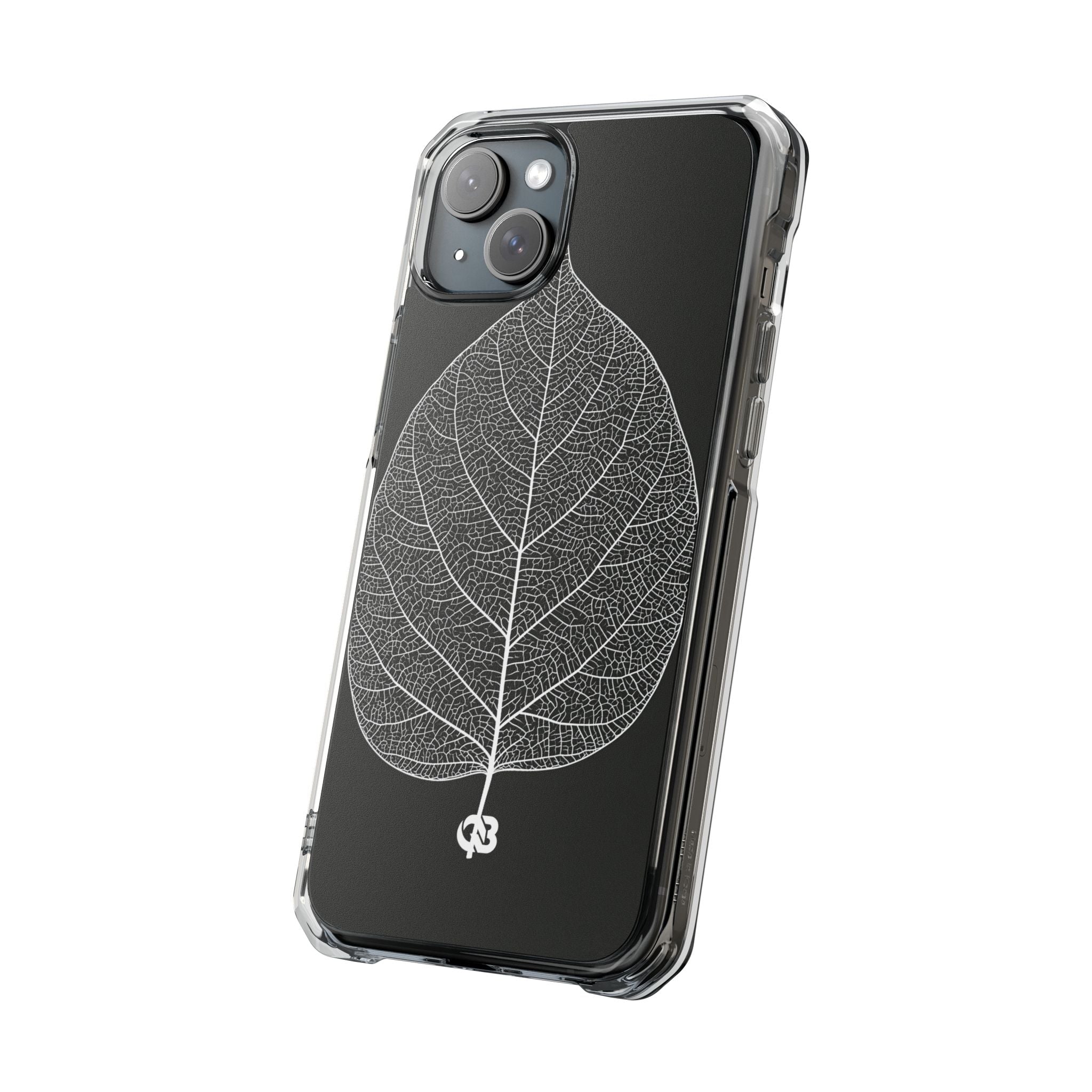 Black Impact MagSafe Phone Case for iPhone - Bleached Leaf Lattice