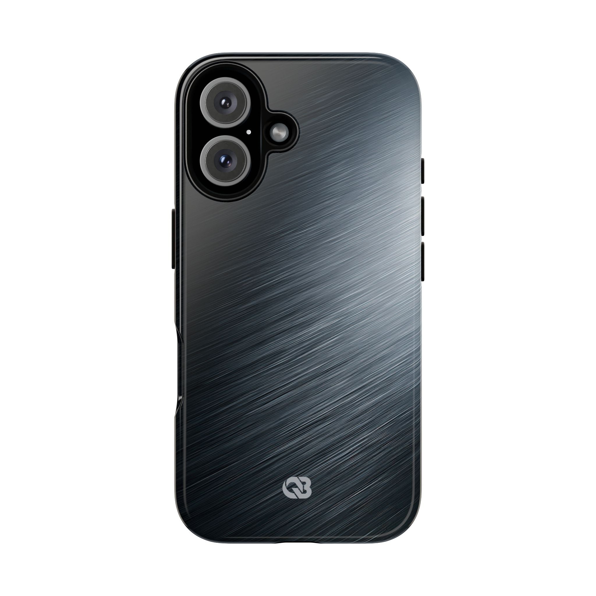 Grey Tough Phone Case for iPhone - Charcoal Brushed Steel