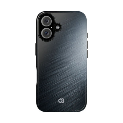 Grey Tough Phone Case for iPhone - Charcoal Brushed Steel