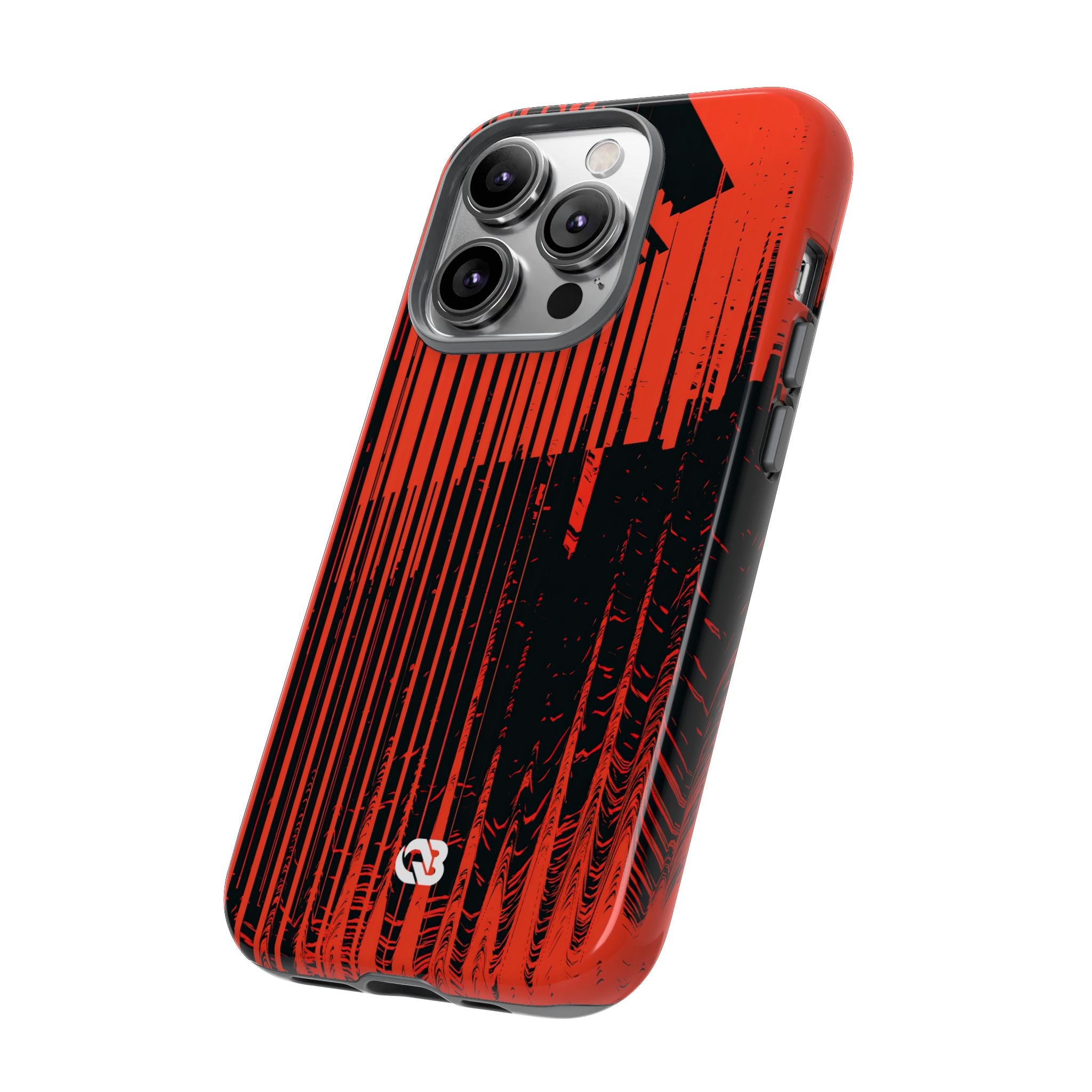 Red Tough Phone Case for iPhone - Crimson Brutalist Distortion