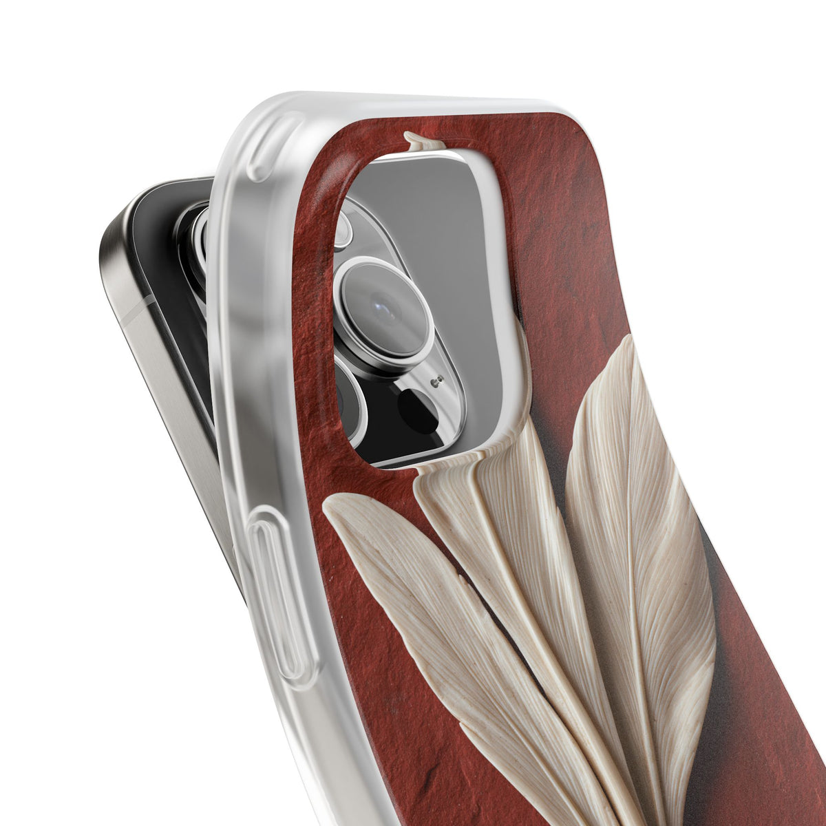 Carved Ivory Plume · Lite Phone Case for iPhone ·  Red