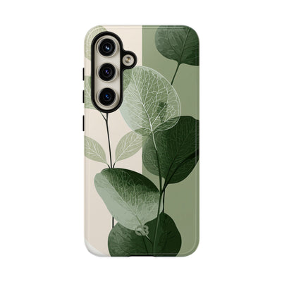 Green Tough Phone Case for Samsung - Sage Leaf Skeletals