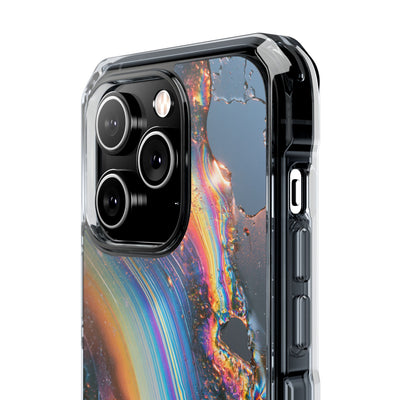 Prismatic Aura Flow · Clear Impact Magnetic Phone Case for iPhone · Blue
