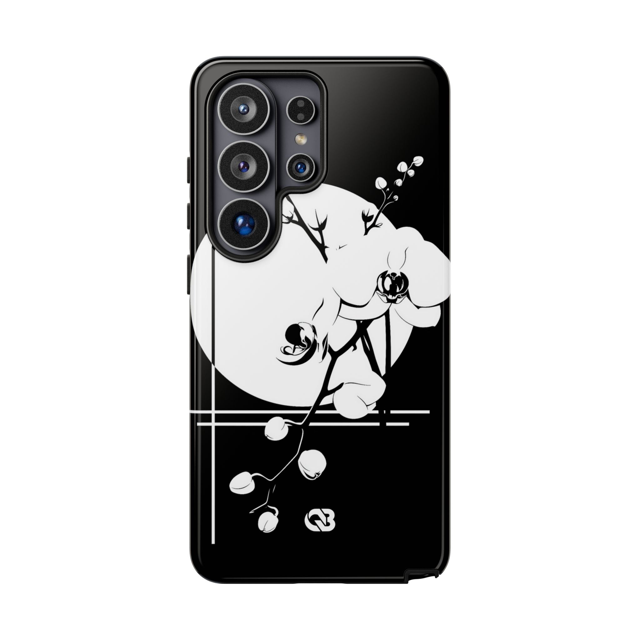 Black Tough Phone Case for Samsung - Lunar Orchid Grid