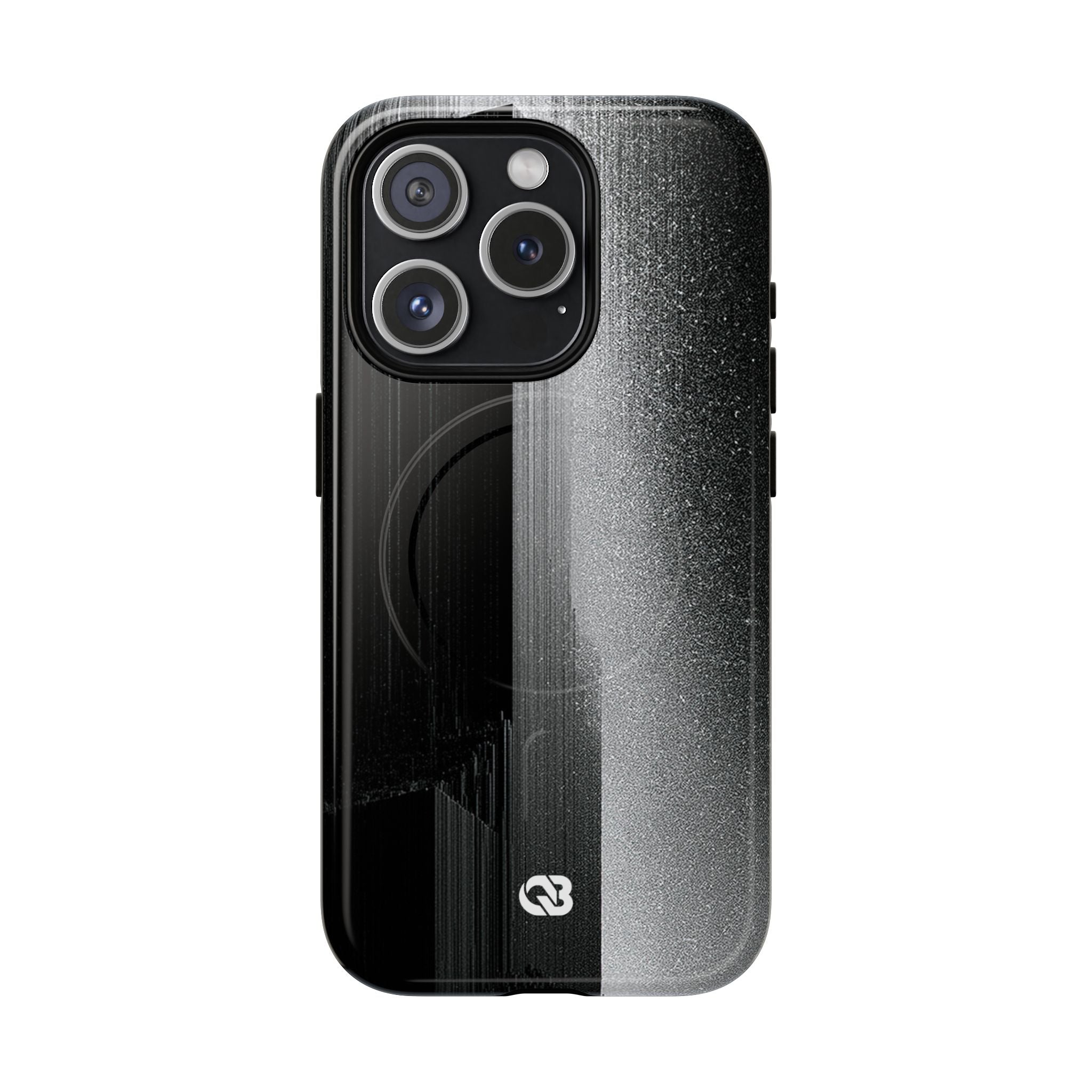 Black Tough 2.0 Magsafe Phone Case for iPhone - Brutalist Pixel Monolith