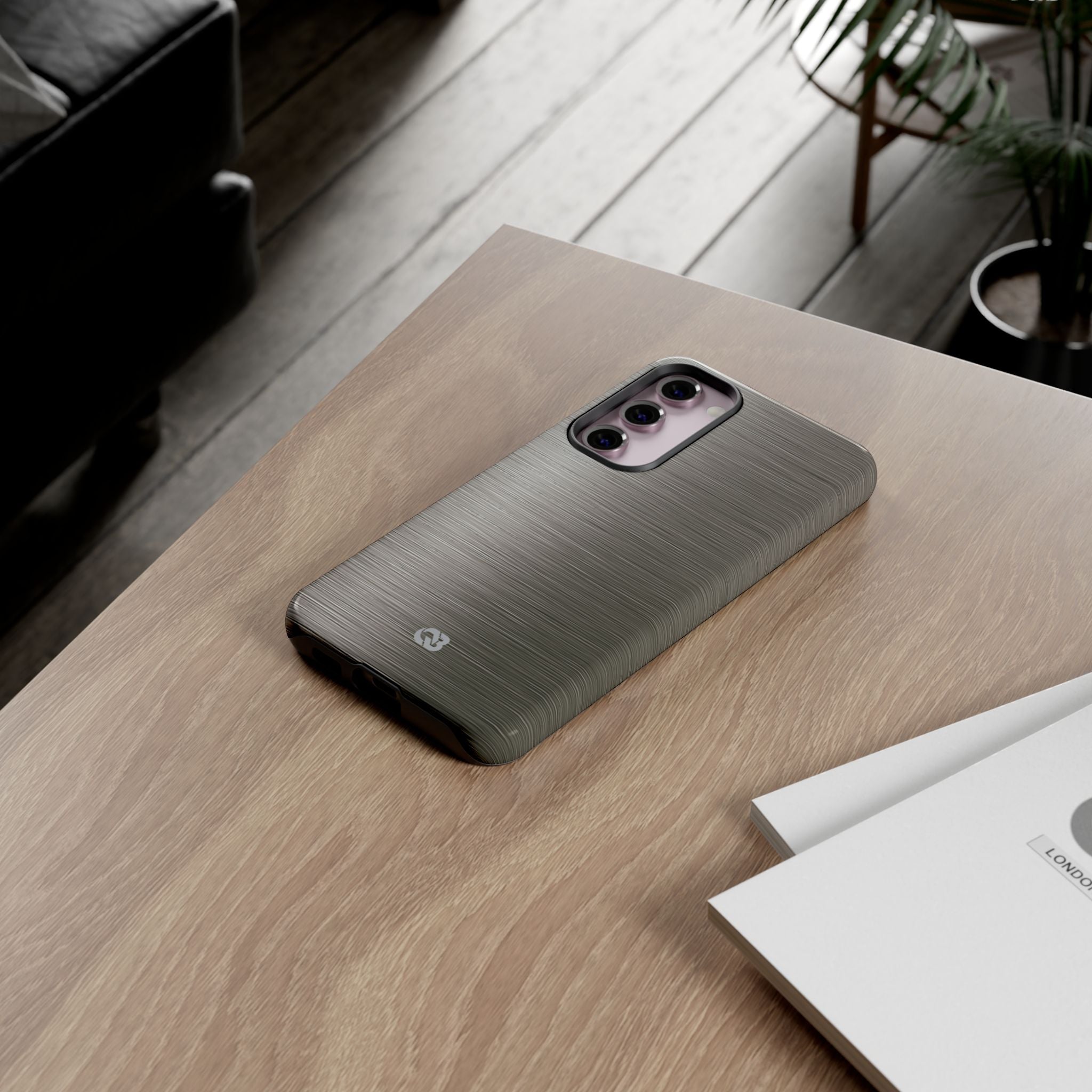 Grey Tough Phone Case for Samsung - Brushed Industrial Steel