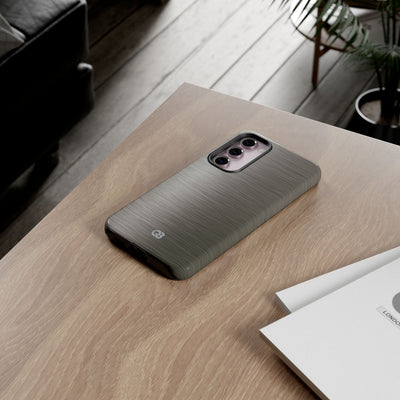 Grey Tough Phone Case for Samsung - Brushed Industrial Steel