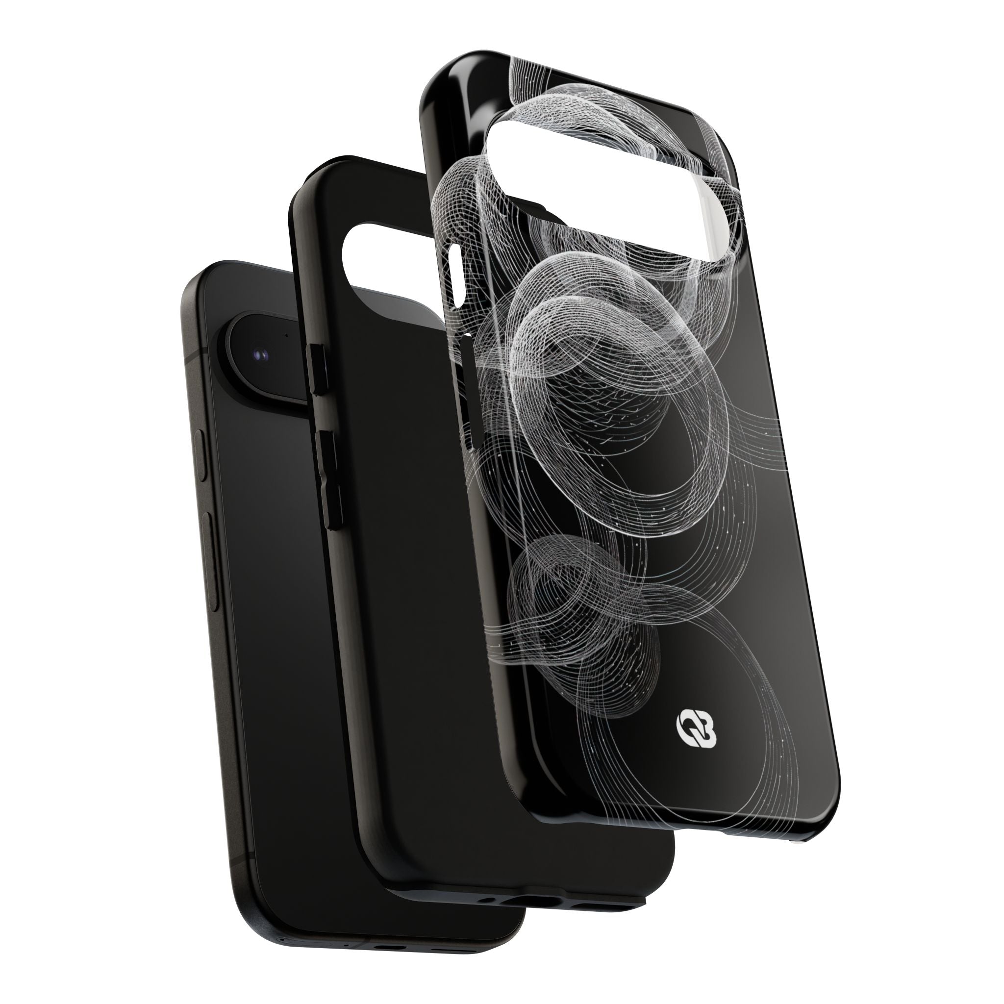 Black Tough Phone Case for Google Pixel - Kinetic Wireframe Orbit