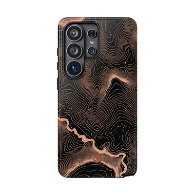 Orange Tough Phone Case for Samsung - Salmon Ridge Topo