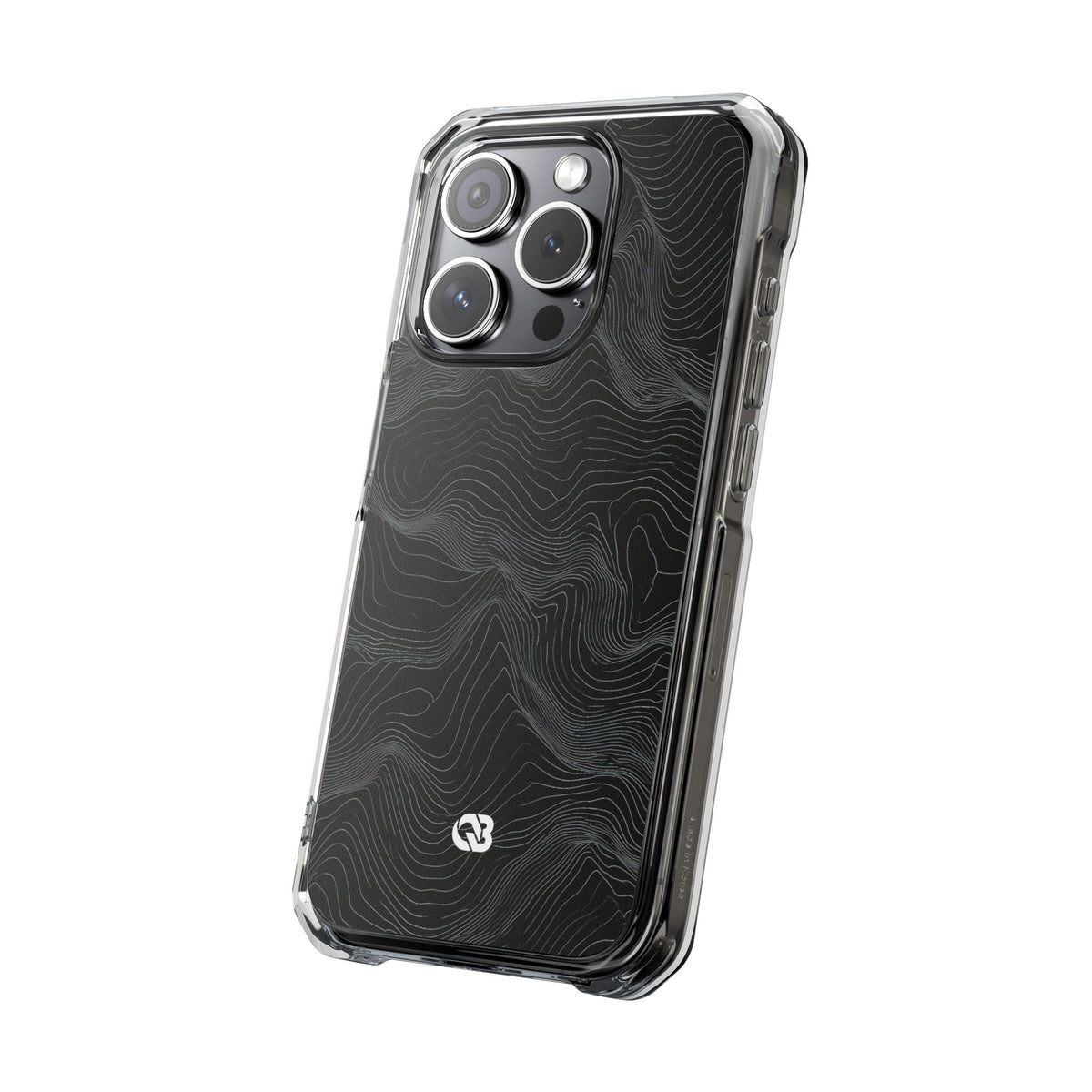 Obsidian Contour Elevation · Clear Impact Magnetic Phone Case for iPhone · Black