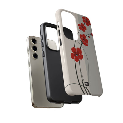 Beige Tough Phone Case for Samsung - Scarlet Ink Petals