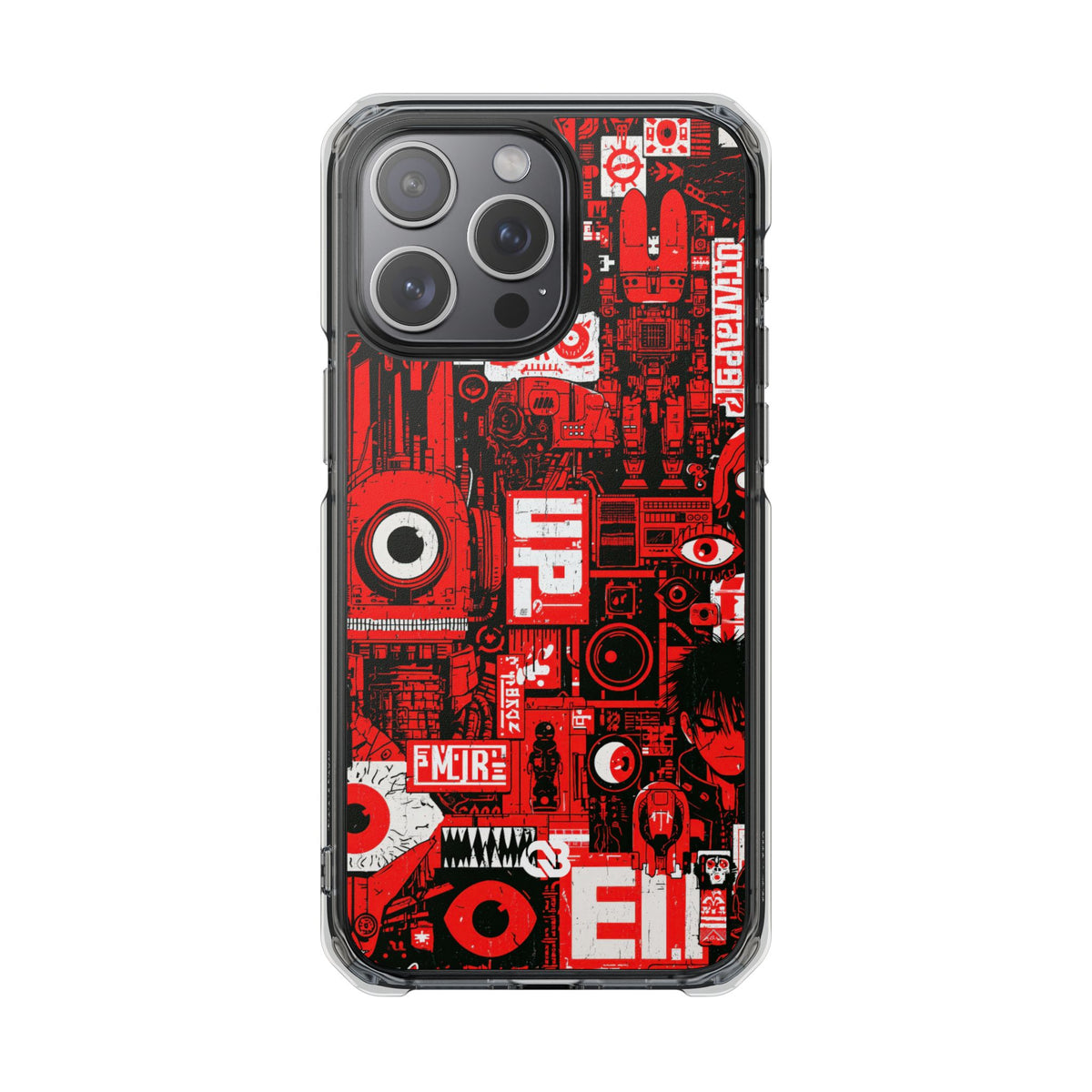 Neo Mecha Collage · Clear Impact Magnetic Phone Case for iPhone · Red