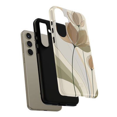 Beige Tough Phone Case for Samsung - Muted Ochre Petals