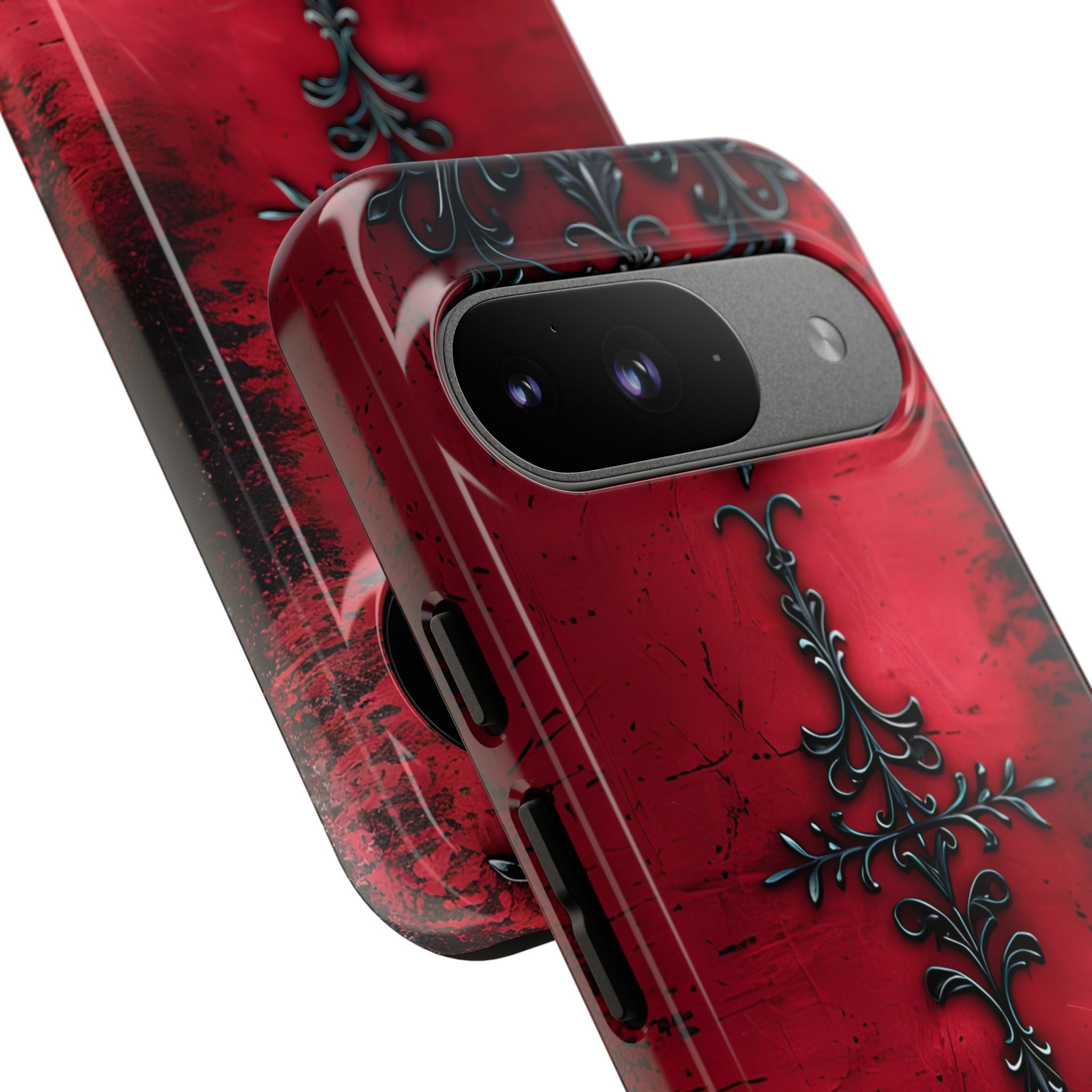Crimson Gothic Filigree · Tough Phone Case for Google Pixel