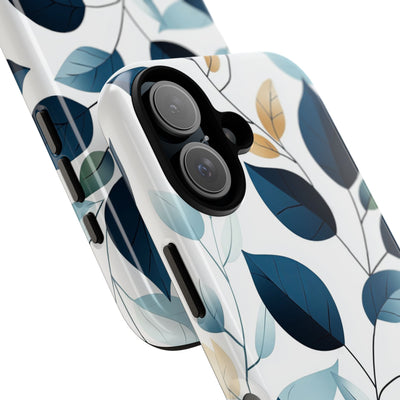 Navy Leaf Veins iPhone 16 Skal - Tough